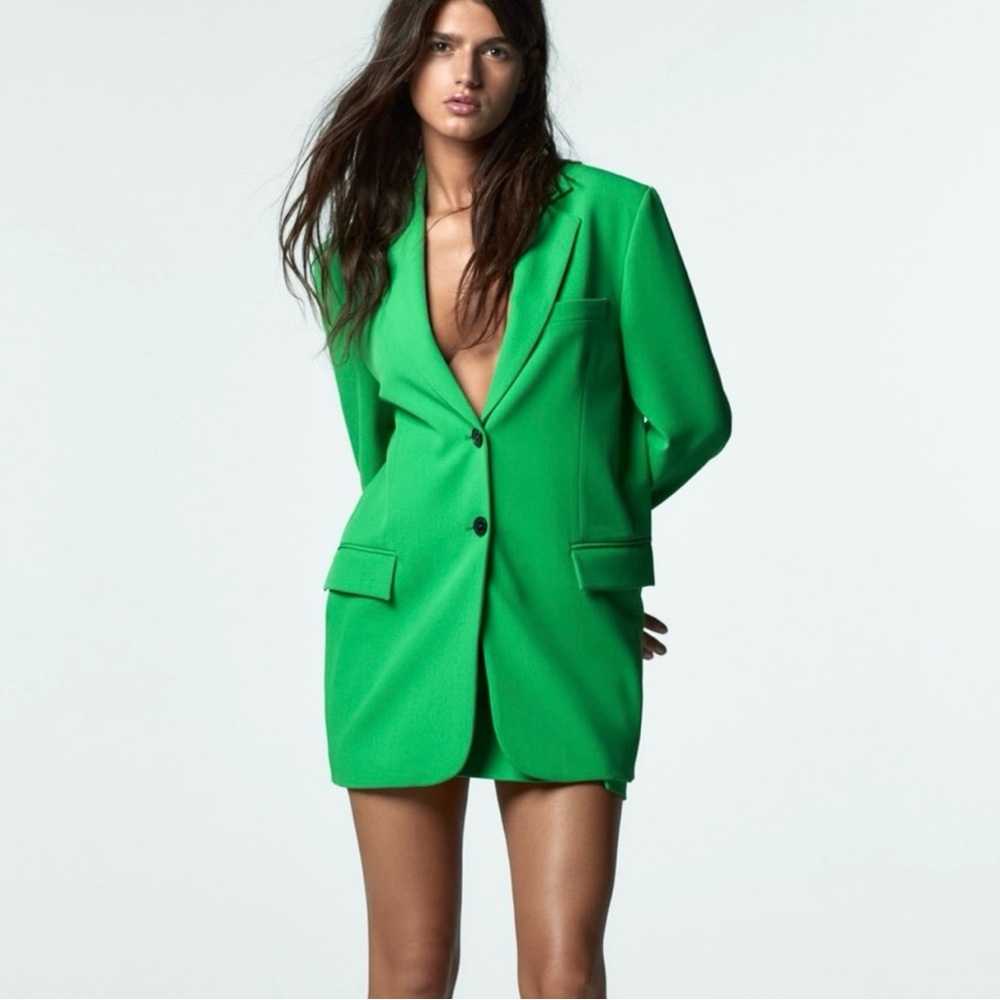 Zara Straight Cut Blazer Size XS in Green